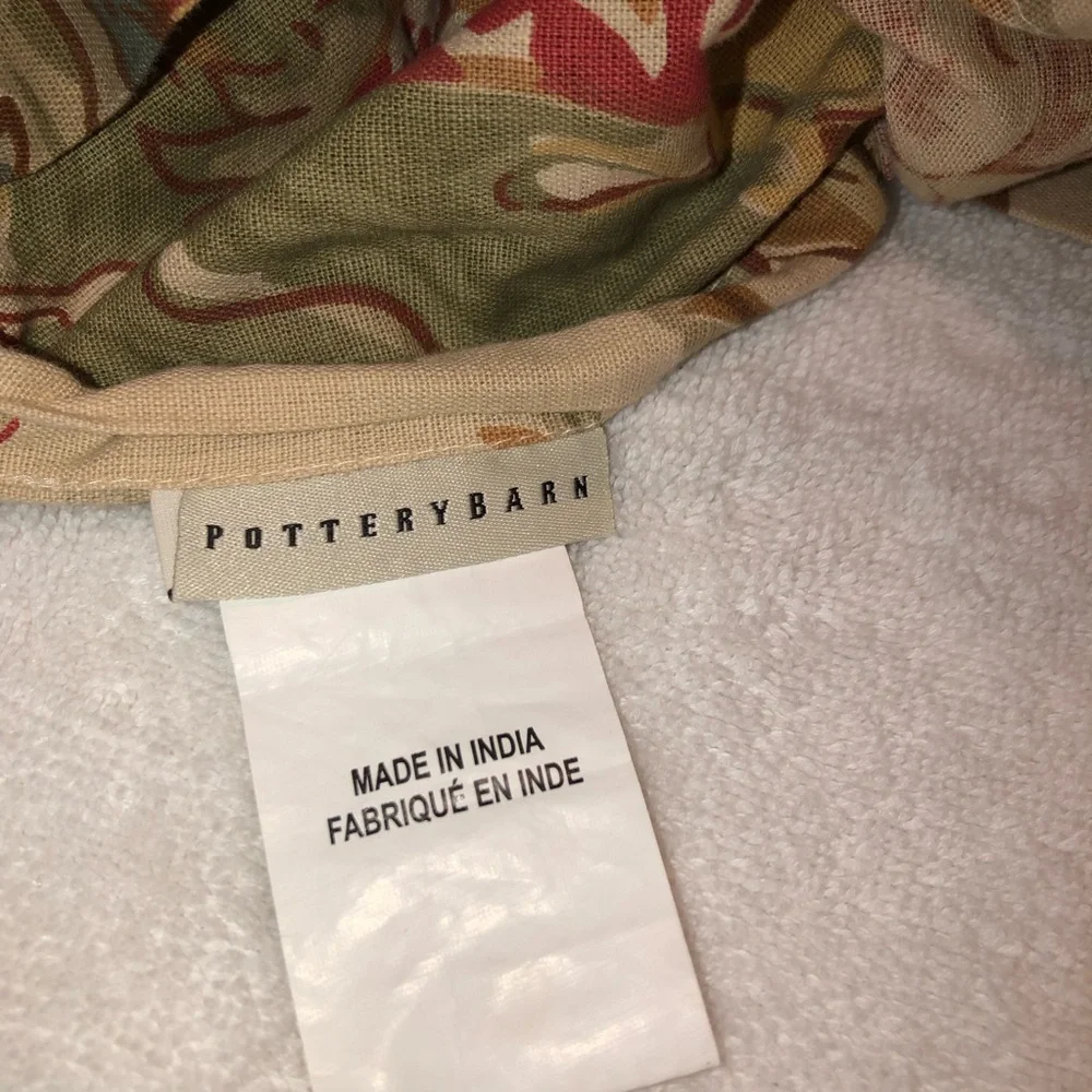 Pottery Barn Floral Standard Pillow Shams Set of Two, Tan with Floral Print, EUC